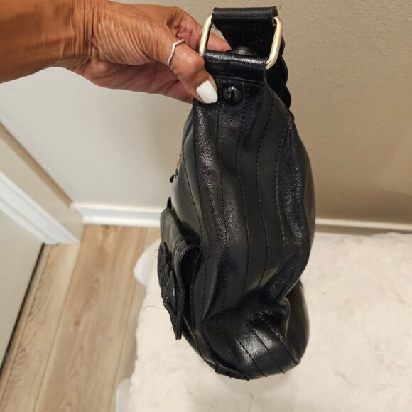 Elliott Lucca Black Leather Hobo Bag with Braid Accents - Picture 6 of 11